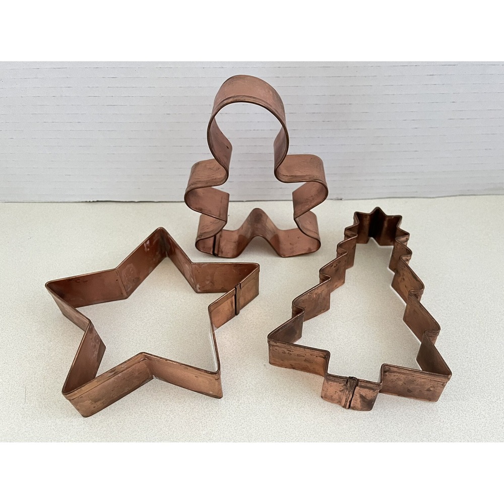 BIG! Copper Cookie Cutters Christmas Tree Star Gingerbread Man 5-6" HOLIDAY
